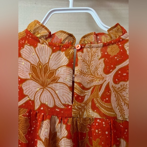 ⚫️ BOGO Joie Orange Ruffled Bib Collar Blouse size small fun flowy summer style - Picture 9 of 9